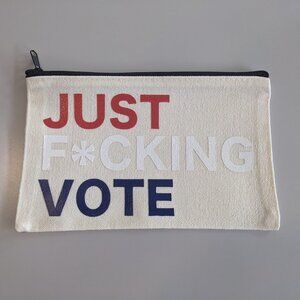 Red White & Blue Just F*cking Vote Canvas Makeup/Pencil Bag w Zipper